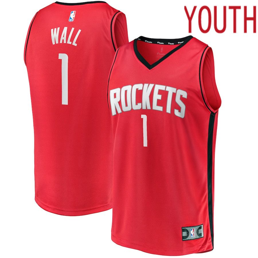 Youth Houston Rockets #1 John Wall Fanatics Branded Red Fast Break Replica NBA Jersey->youth nba jersey->Youth Jersey